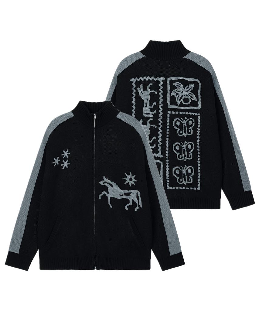 GRAVER [Unisex] Fantasy Knit Zip-Up_2 Colors