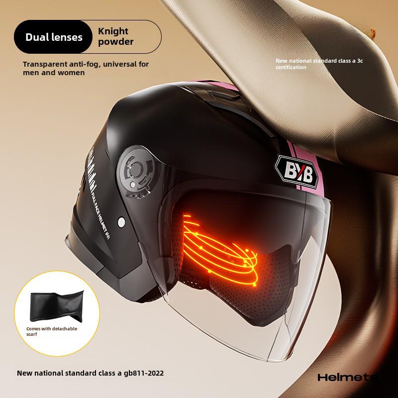 Мотоциклетный шлем с защитой от запотевания, сертифицированный по классу A 3C — на все времена года, с двойной линзой, универсальная посадка