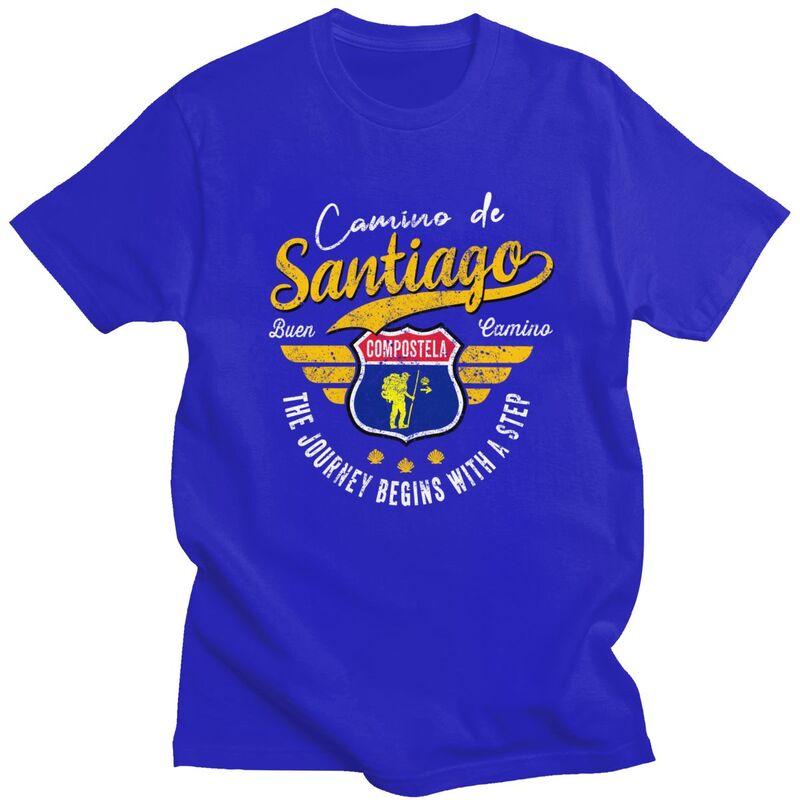 Модные футболки на заказ «Buen Camino De Santiago» для мужчин, футболки с коротким рукавом, уличная одежда, 100% хлопок, облегающие футболки, подарок