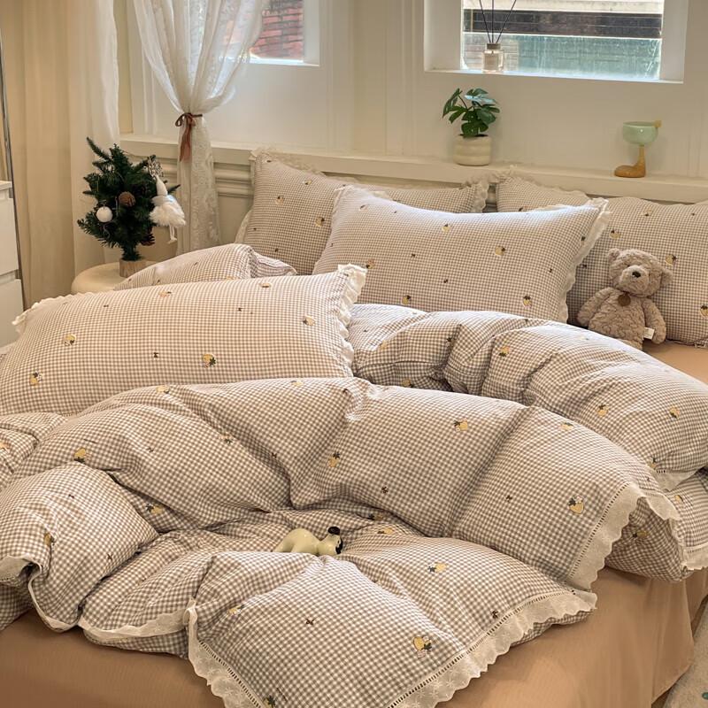 Cexuan Пуховое одеяло из белого гусиного пуха и хлопковый комплект постельного белья из 4 предметов