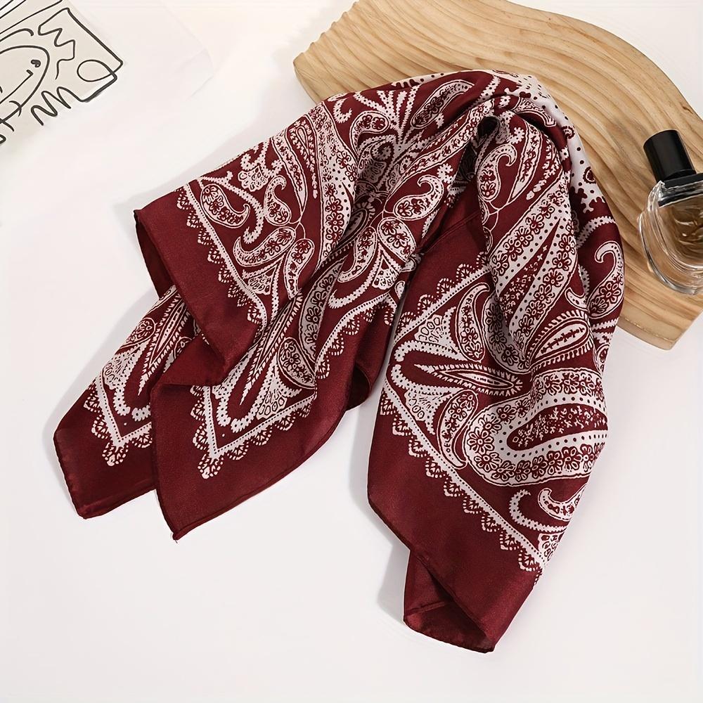 Новый небольшой квадратный шарф с принтом пейсли, мягкий атласный шелковистый тонкий шейный платок, солнцезащитный платок для взрослых женщин