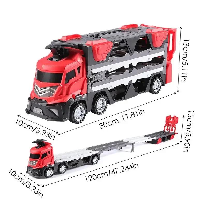 Ejector Container Truck Folding Track Engineering Car Alloy Car Children's Toy Pull-Back Car Toy Christmas Gifts