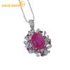 925 Sterling Silver 8*10MM Natual Ruby Pendant Necklaces for Womne Wedding Party Birthday Fine Jewelry Gift