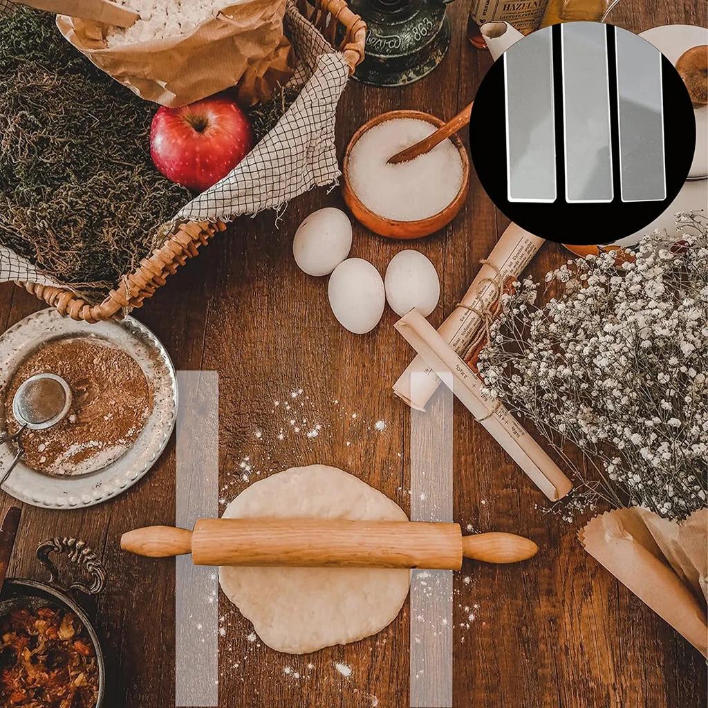 2Pcs Acrylic Rolling Pin Spacers Dough Thickness Guides Measuring Strip Pasta Supplies