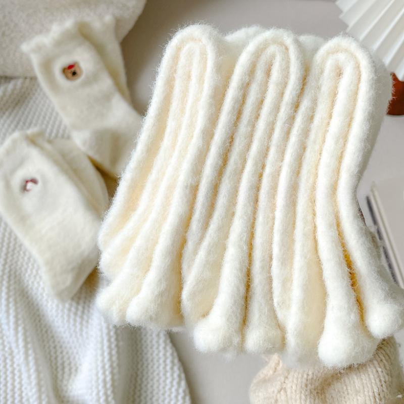Cartoon Mink Velvet Thick Women's Socks Thick Fleece White Mid-tube Socks Winter Socks