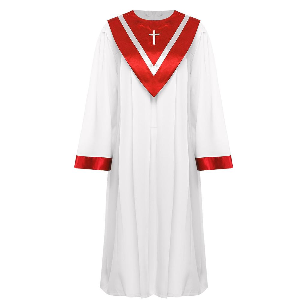 Unisex Adult S-3XL Choir Performance Gown Church Chorus Robe with V-Shape Stole for Women Men