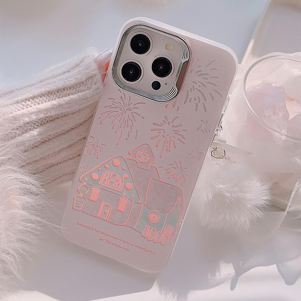 Фейерверк Замок Мечты Чехол для Телефона Совместимый с iPhone 15/17 Pro Max/16 Apple 13 Лазерный Высококачественный Чехол для Телефона