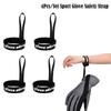 4 Pcs Adjustable Glove Holder Black Wrist Leash  For Snowboard Ski Mountaineering