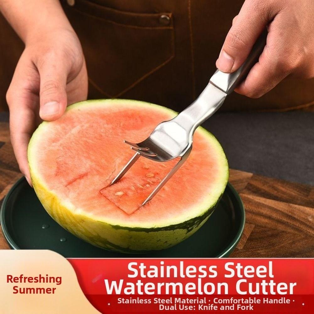 Rust-proof Watermelon Fork Cutter Stainless Steel Fruit Digging Tool Watermelon Cube Cutter  Summer