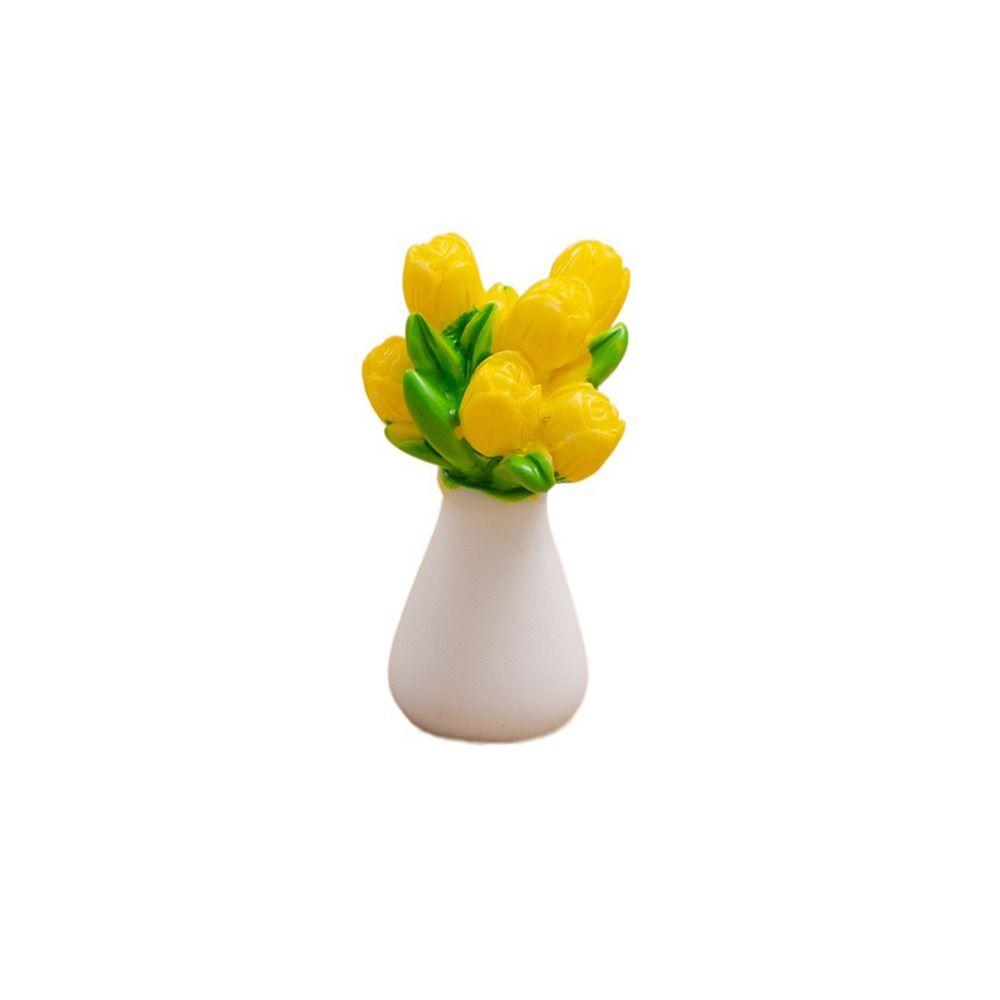 Artificial Mini Flower Potted Resin Resin Flower Model Simulation Potted Plants  For Home Desk