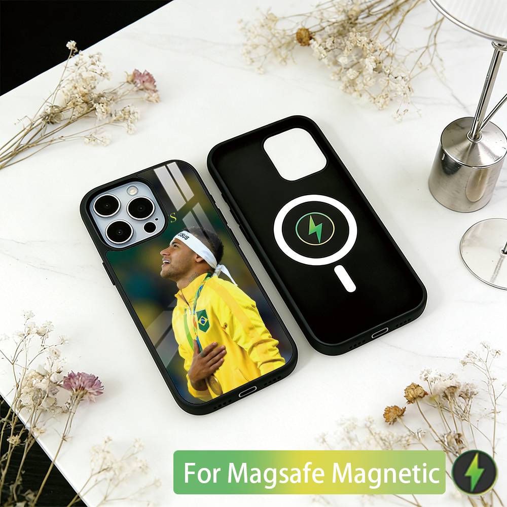 Футбольная звезда 10 Неймар Чехол для телефона для iPhone 17, 16, 15, 14, 13, 12, 11 Plus, Pro Магнитный с беспроводной зарядкой Magsafe