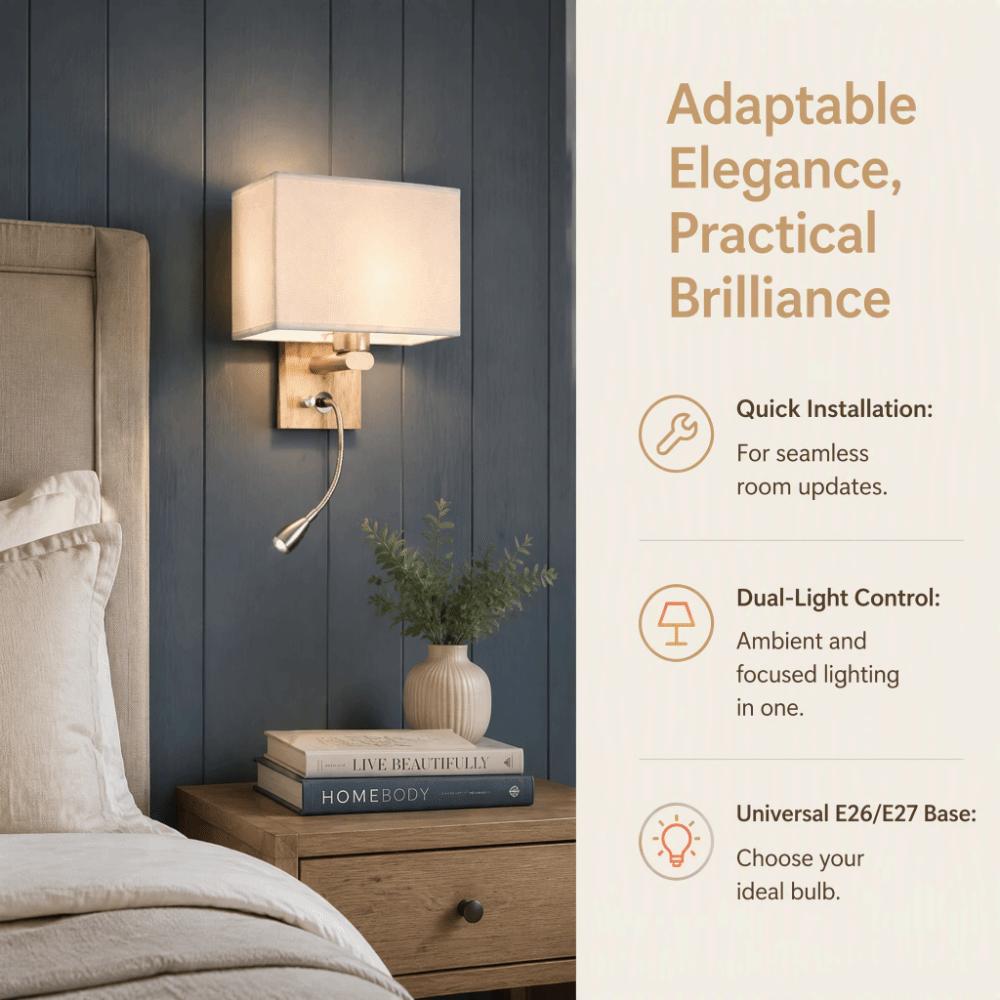 with Rotary Switch Wall Sconce Light E26/E27 Compatible Sconce Wall Lantern Fixture  Reading Nook