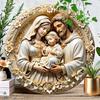 Round Sacred Family Wooden Wall Art, Weather-Resistant & Rust-Proof Metal Decor for Living Room, Bathroom, 8in &11.8in 1pc