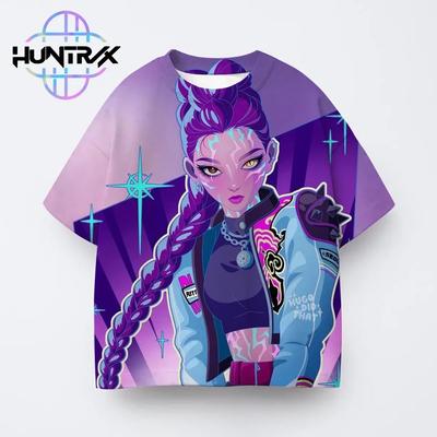 Kpop Охотники на демонов 3D-принт Спортивная футболка для мальчика Уличная мода Девичья группа Харадзюку Y2K Детская одежда с коротким рукавом Летний топ