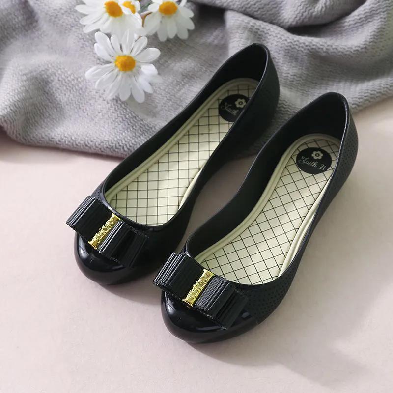 WTEMPO Однотонные непромокаемые туфли с неглубоким носком, водонепроницаемые рабочие туфли для женщин и взрослых, нескользящие, весна-лето, с бантом, большого размера