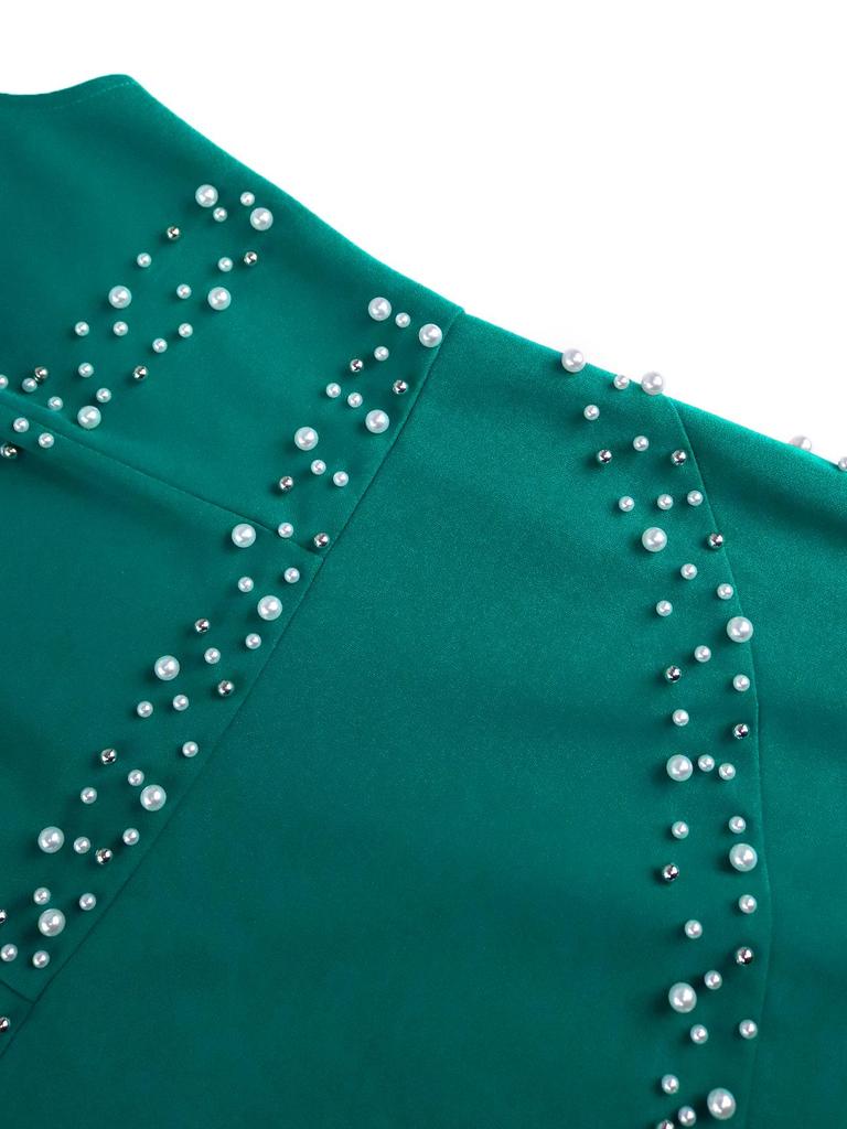 Женское Элегантное Вечернее Платье Большого Размера с Бусинами, Разрезом и Сборками