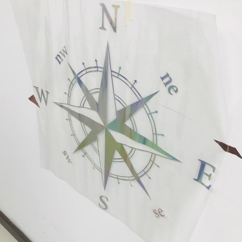 Светоотражающая лазерная ПВХ-наклейка с компасом для автомобильной двери, капота, кузова, боковых наклеек, виниловая пленка для внешнего стайлинга автомобиля, листы фольги