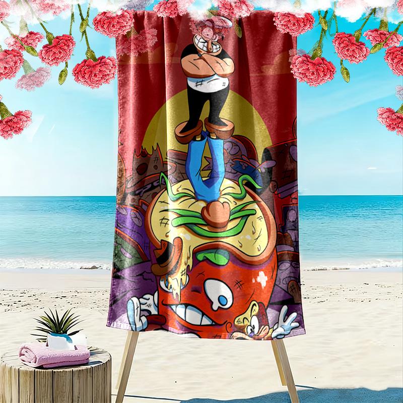 Louis Cartoon Character 2D Flat Print Beach Towel, Large Soft Quick Dry Towel for Beach Camping SwimmingSSTJ0917410