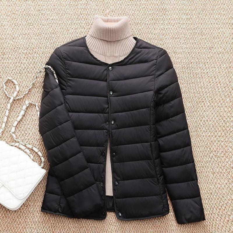 Женское осенне-зимнее пальто больших размеров, приталенного силуэта, укороченной версии, утолщенное, теплое, на молнии, легкое, без воротника.