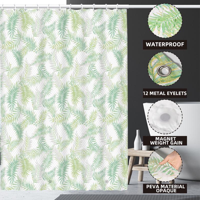 3D-печатная шторка для душа из ПЭВА с крючками – Толстая, водонепроницаемая, устойчивая к плесени перегородка для ванной