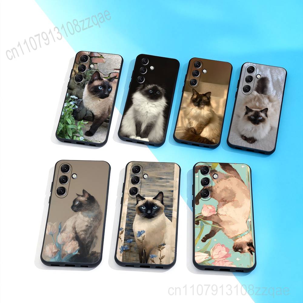 Забавные сиамские кошки Милые Для Samsung Galaxy A 22,71,53,52,51,72,73,5G,Note,J7,8,9 Чехол для телефона Мягкая черная крышка