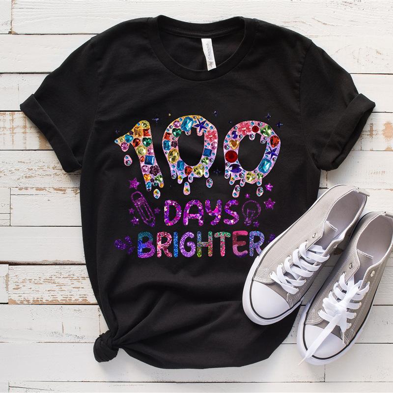 Женские топы 100 дней школы с принтом High Street Trendy Fashion Casual Cotton T Shirts Womens