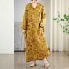 Colorful V-neck Retro Long Skirt Cotton Linen Dress
