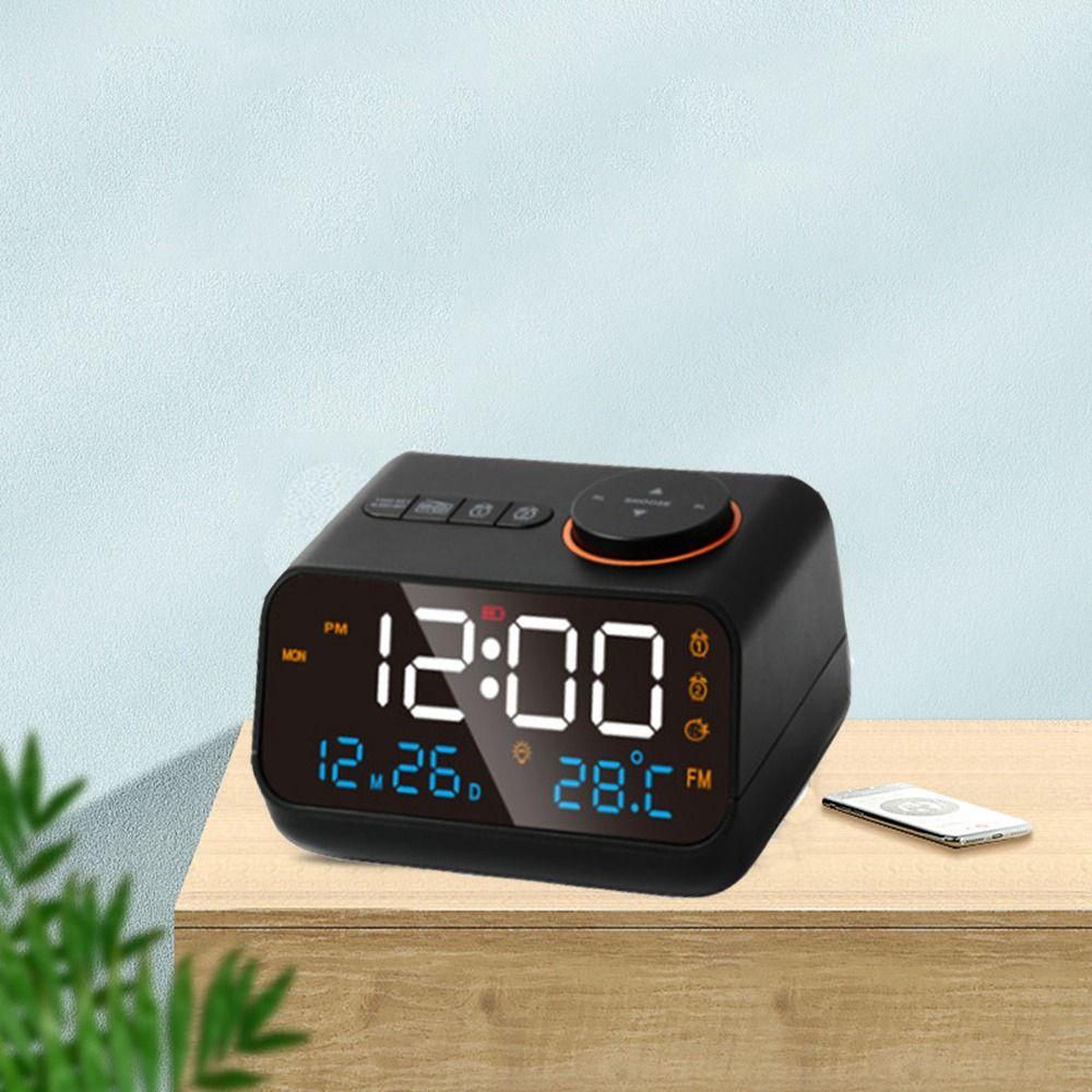 Adjustable Volume FM Radio LED Alarm Clock USB Charging Hygrometer Small Digital Clock Voice Control Thermometer
