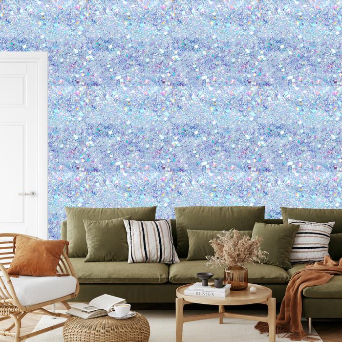 Iridescent glitter wallpaper azure, blue and celadon 50x1000