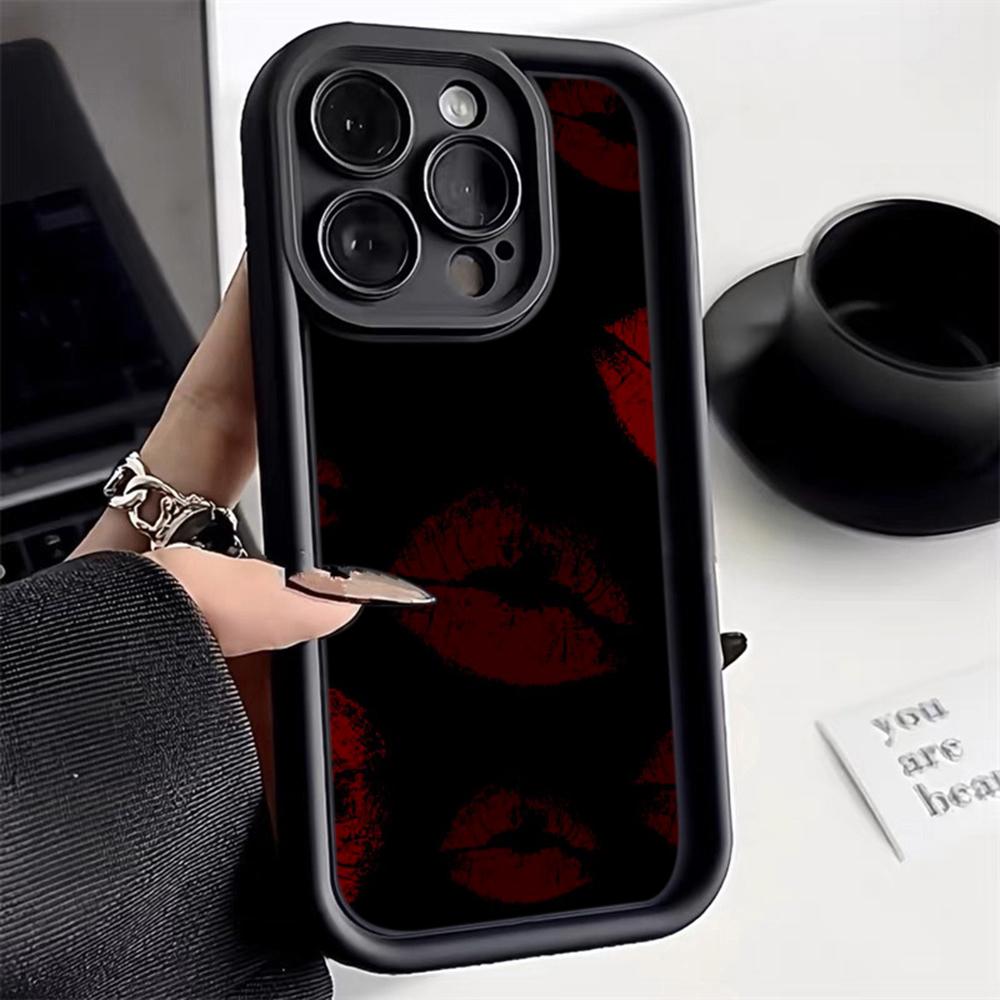 LZ23 Lips Kiss Heart Design Art Silicone Phone Case for iPhone 11 13 14 15 16 Pro Max 7 8 16 Plus 12 Mini XS Max XR Shockproof Back Cover