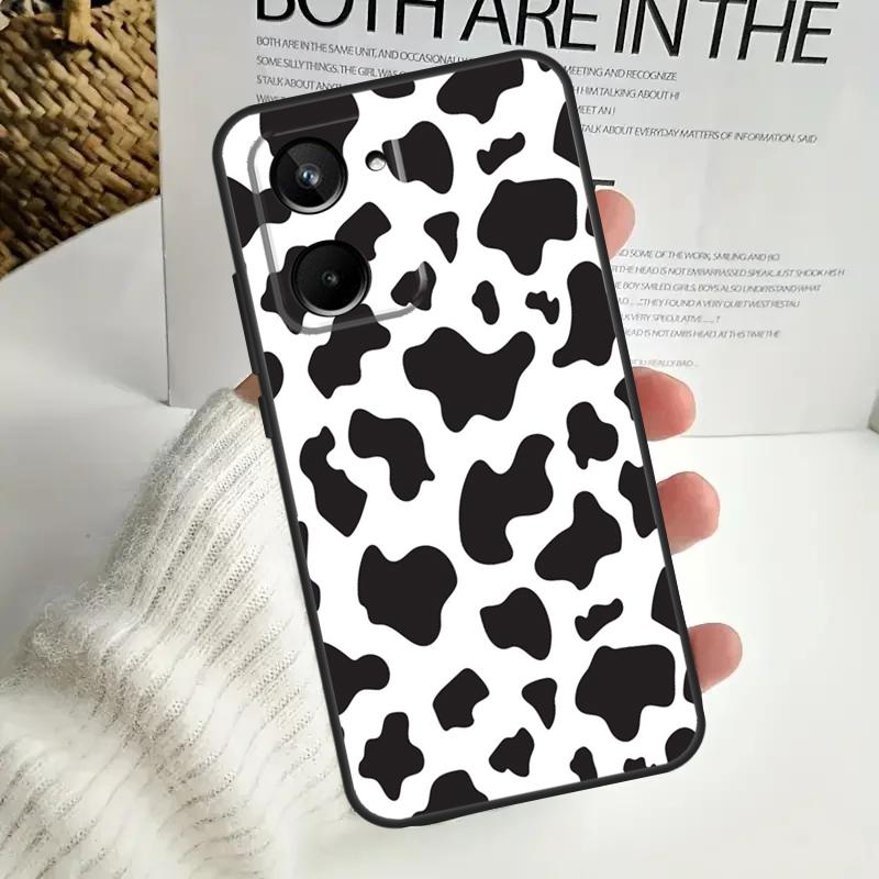 White Black Cow Print For Realme GT Neo 5 GT5 9 10 11 12 Pro Plus C30 C31 C33 C35 C25s C21Y C51 C55 C67 C53 Case