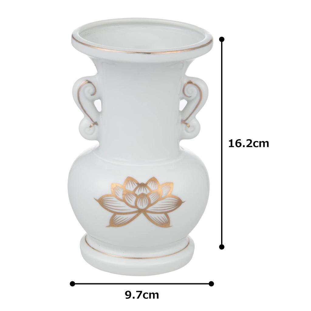 Tomatsu Shoten Buddhist Altar Accessories, Shinto Altar Accessories, White Gold Lotus 6.0 Jade Buddhist Flowers AM-TM573
