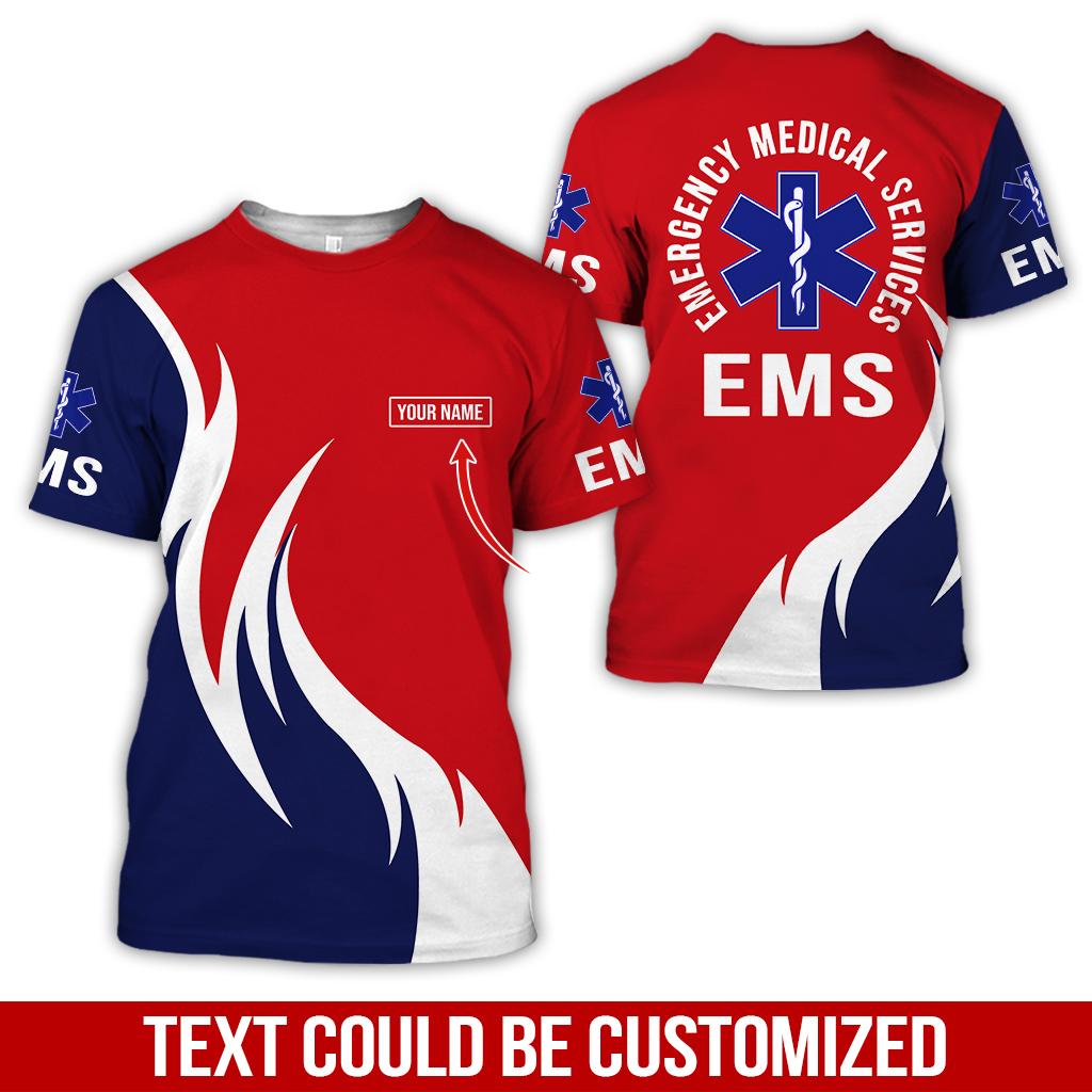 Индивидуальное имя Косплей EMS EMT Медицинский фельдшер Работник Татуировка 3DPrint Лето Harajuku Уличная одежда Короткие рукава Повседневные футболки X4