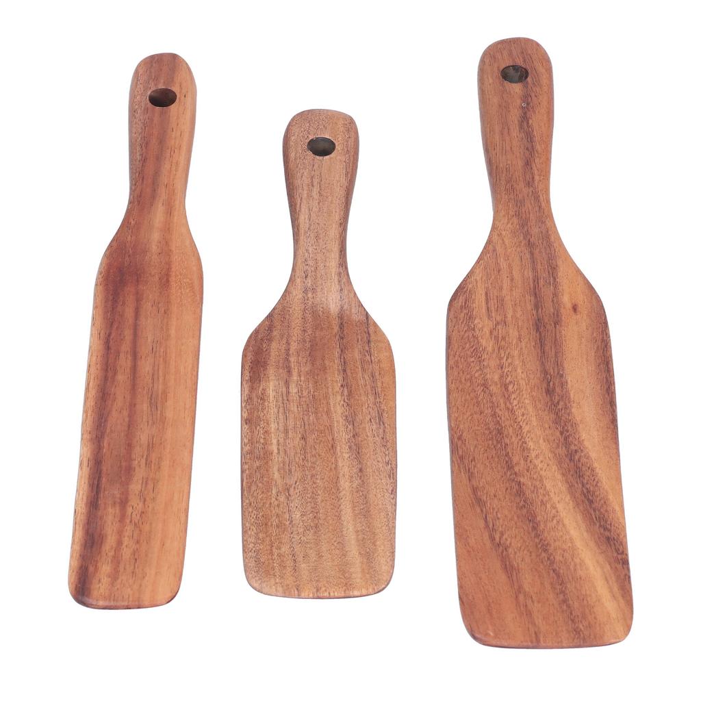 3Pcs Set Wooden Spurtles Set Slotted Spatula Kitchen Utensil for Stirring Mixing