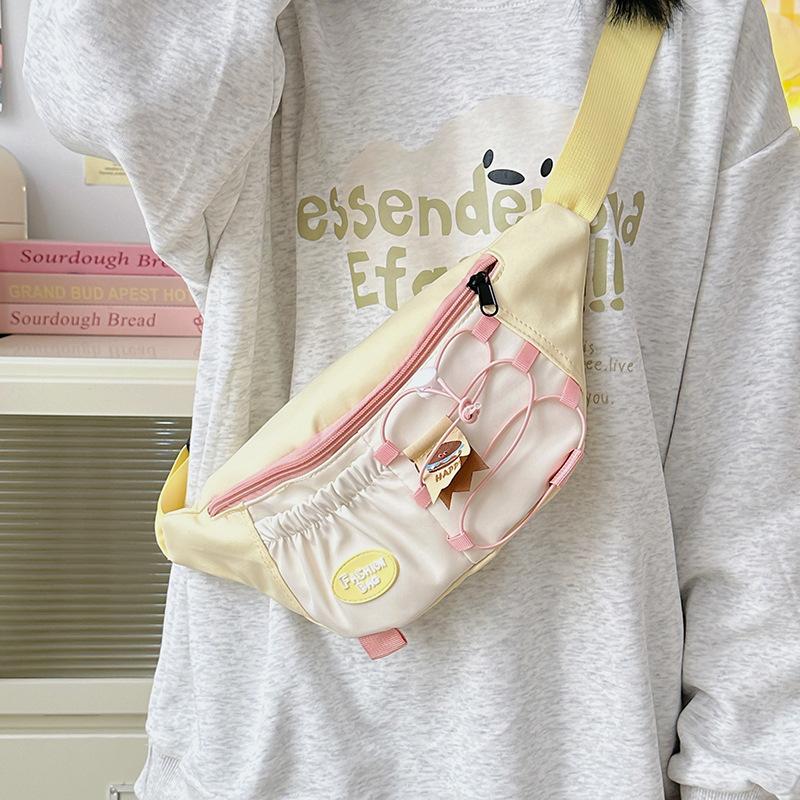 Японская милая контрастных цветов высококачественная нагрудная сумка женская нишевая дизайнерская сумка-мессенджер на шнурке для девочки универсальная спортивная сумка через плечо