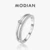 MODIAN Серебряное кольцо 925 пробы, простая линия, модное, с прозрачным кубическим цирконием, для женщин, роскошные украшения, свадебные аксессуары, подарок с коробкой