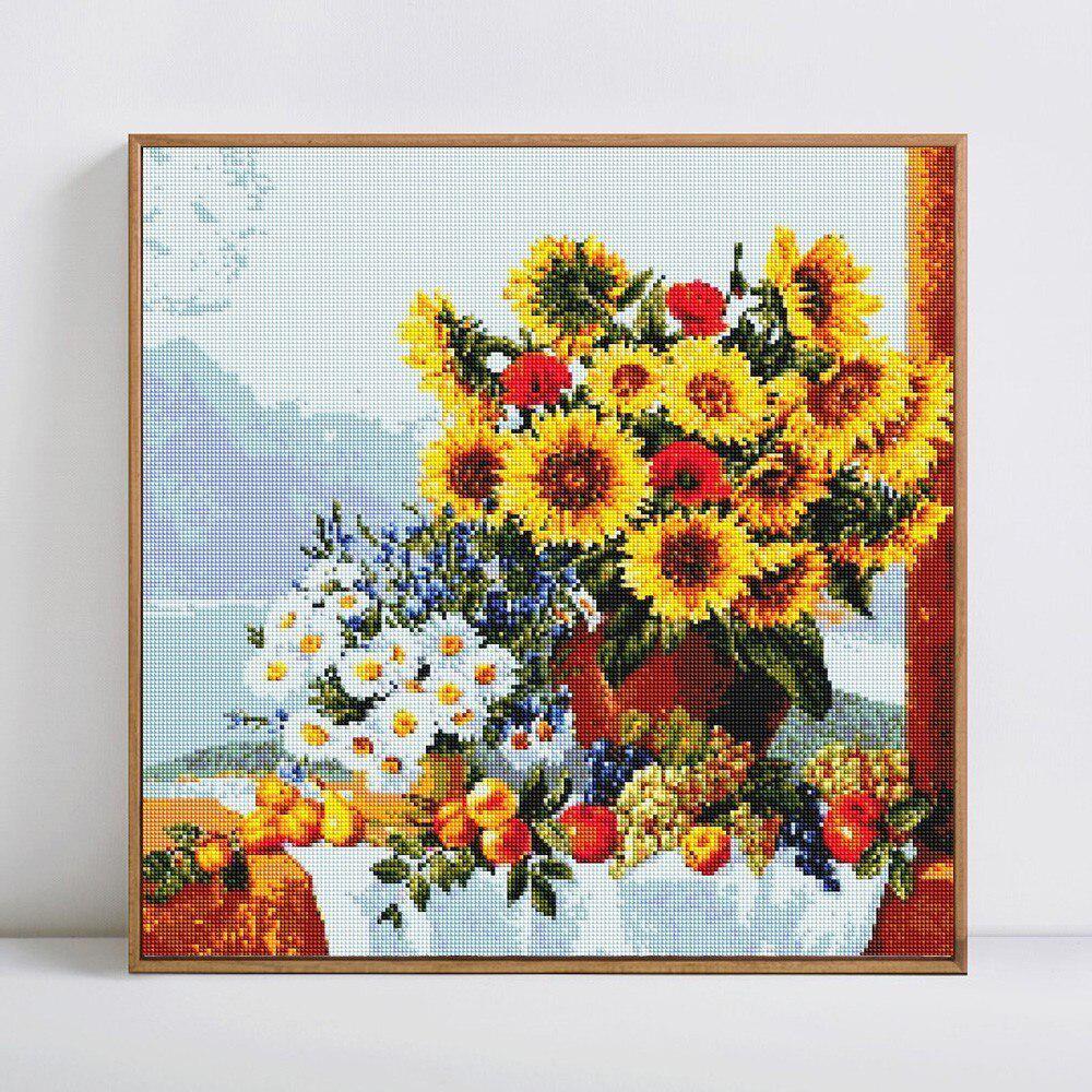 5D Полный Круглый Алмазная Картина Подсолнух Вышивка Продажа Алмазная Мозаика Изображение