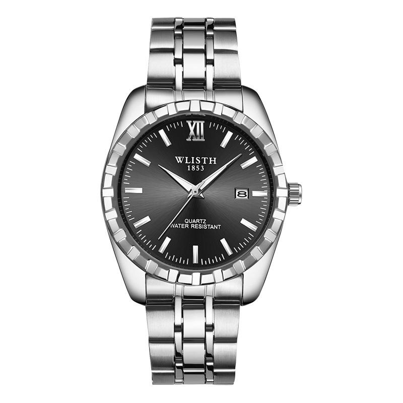 Top Brand Calendar Couple Watch Waterproof Steel Band Student Watch