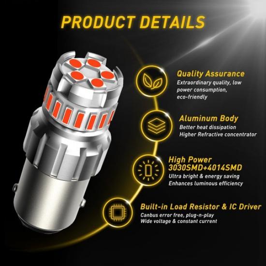 AUXITO Pure Red 1157 LED Bulb Tail Stop Brake Turn Signal Light 7528 2357 3496