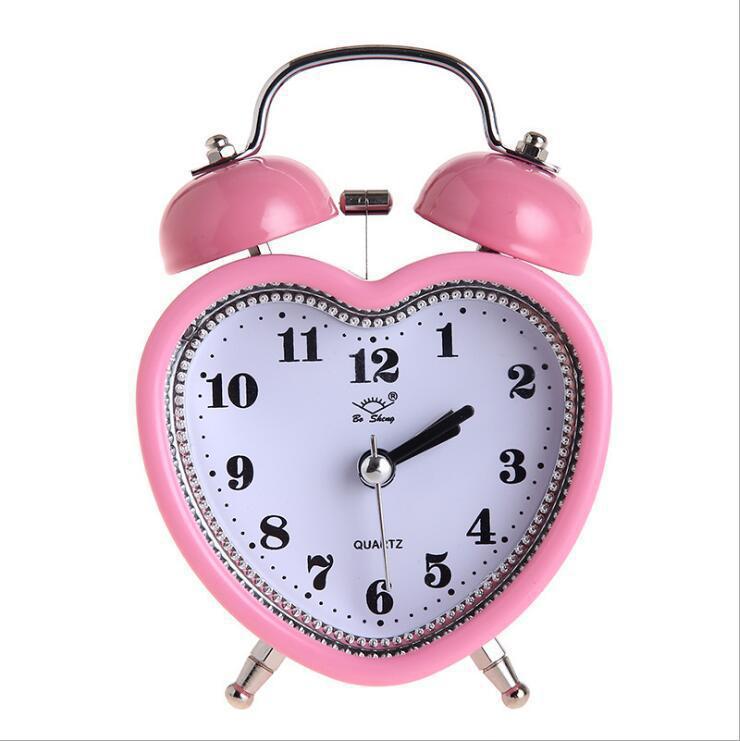 Creative Clock Metal Bell Alarm Clock with Night Light Bedside Alarm Clock Fashion Personality Student 1 Inch Clock 1811