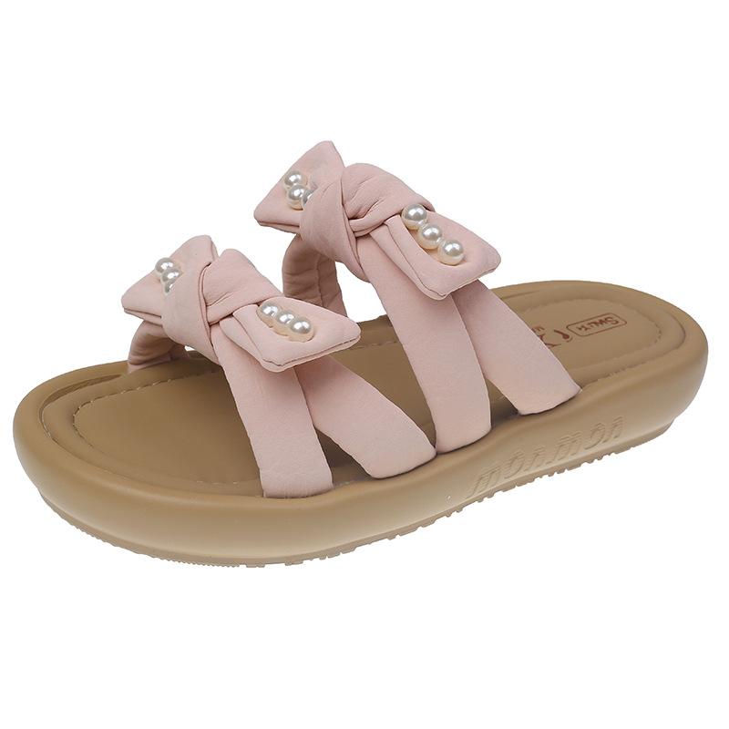 Банты одно слово тапочки женские летние 2025 новые с юбкой на плоском каблуке не устают ноги