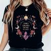 Cute mushroom print pattern, women's top short sleeve, women's new black print fashion T-shirt