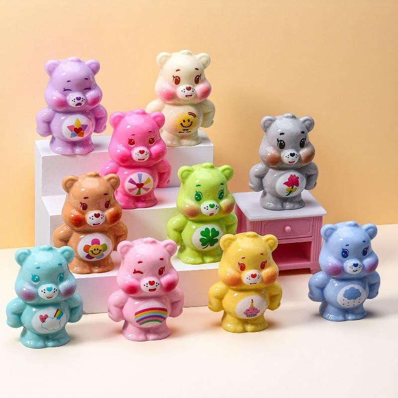 Care Bears New 10Pcs Kawaii Cute Mini Toys Keychain Accessories Car Decorations Room Decorations Girls Birthday Gifts