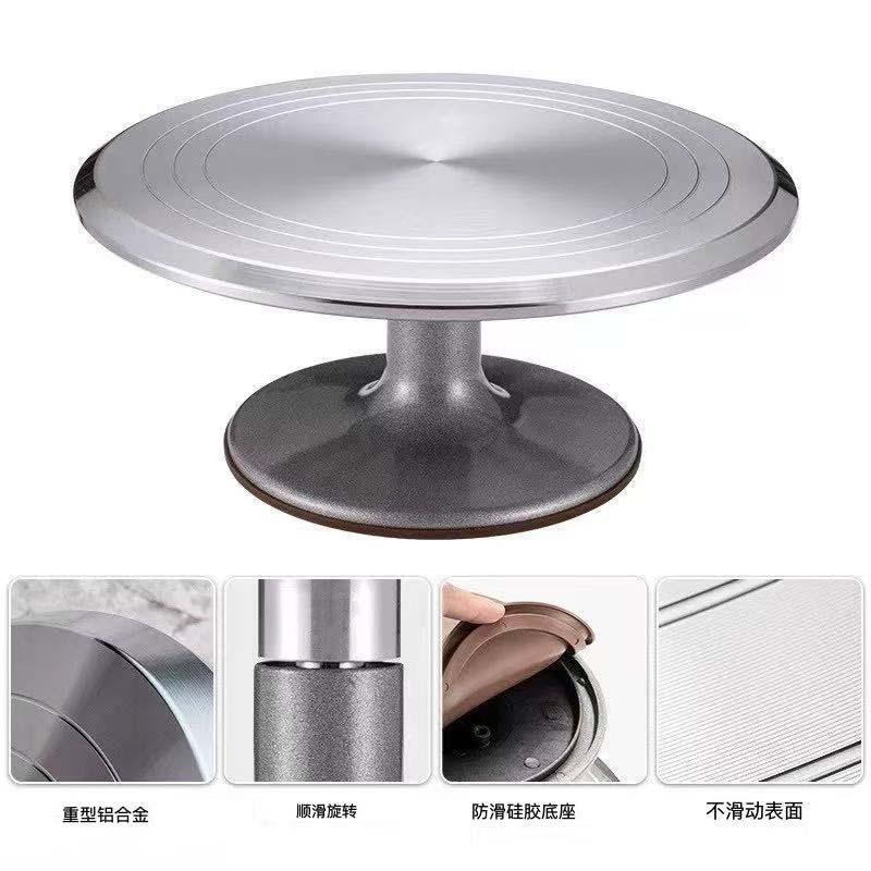 Stainless Steel Cream Cake Non-slip Turntable Decorating Rack Baking Tools Set Decorating Table 12 Inch Aluminum Alloy Turntable