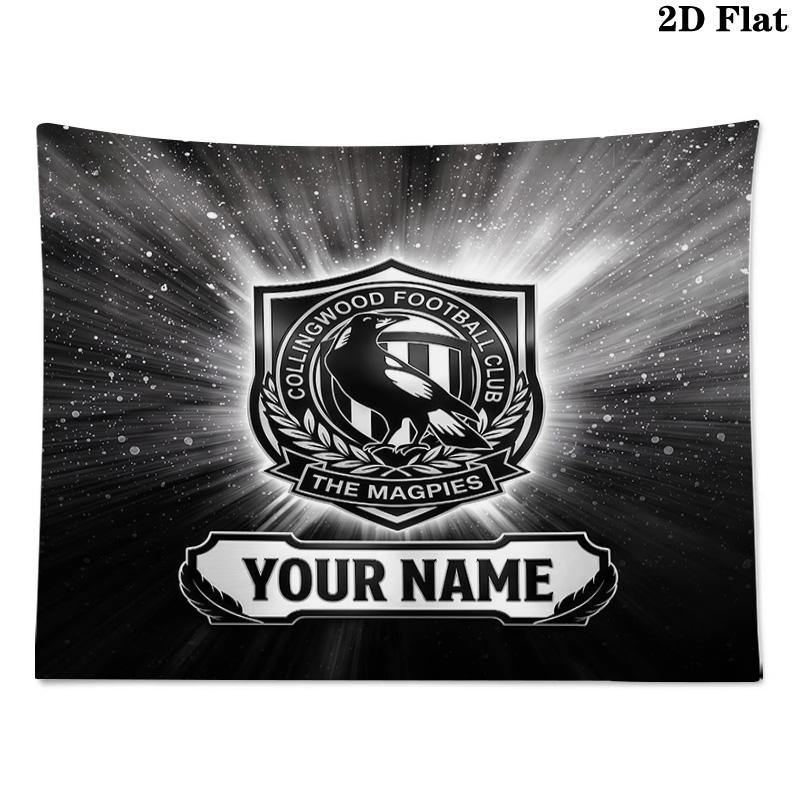 Custom Name Collingwood Football Club Printed Tapestry – Wall Hanging for Bedrooms, Dorms, and Home Decor