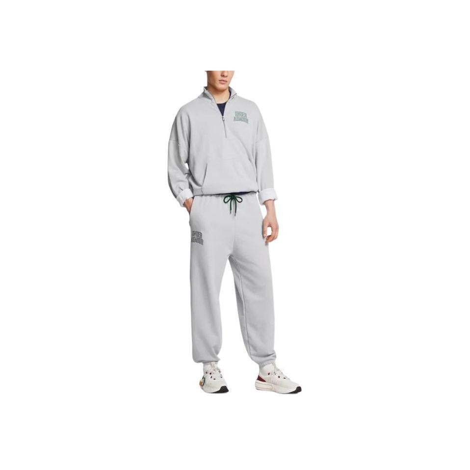 Under Armour Icon Hwt Terry Letter Print Дышащие удобные повседневные брюки со средней талией Мужские брюки светло-серые 1386551-011