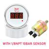 52mm Digital Car Gauge Red backlight Oil Pressure Gauge 0-10bar With 1/8 NPT Pressure Sensor Flashing Alarm For 12V 24V Car Boat