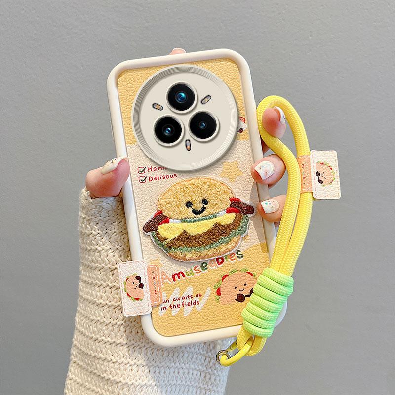 KEYSION Мультяшный Милый Плюшевый Вышитый Чехол для Realme 14 Pro+ 5G со Шнурком Ударопрочный Чехол для Телефона для OPPO Realme 14 Pro 5G