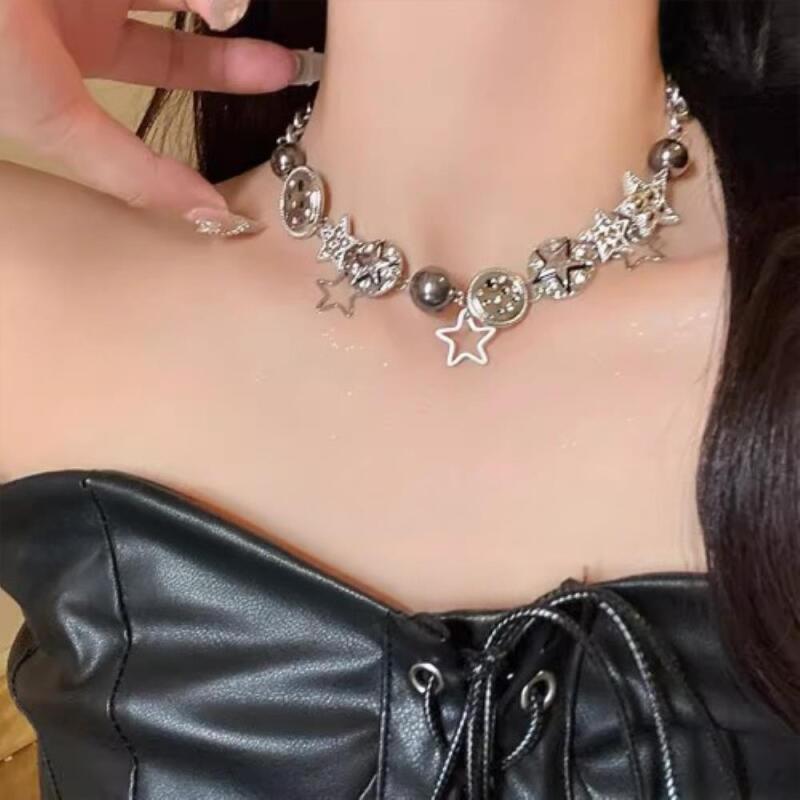Women's Silver Choker Star Shape Sporty Necklace