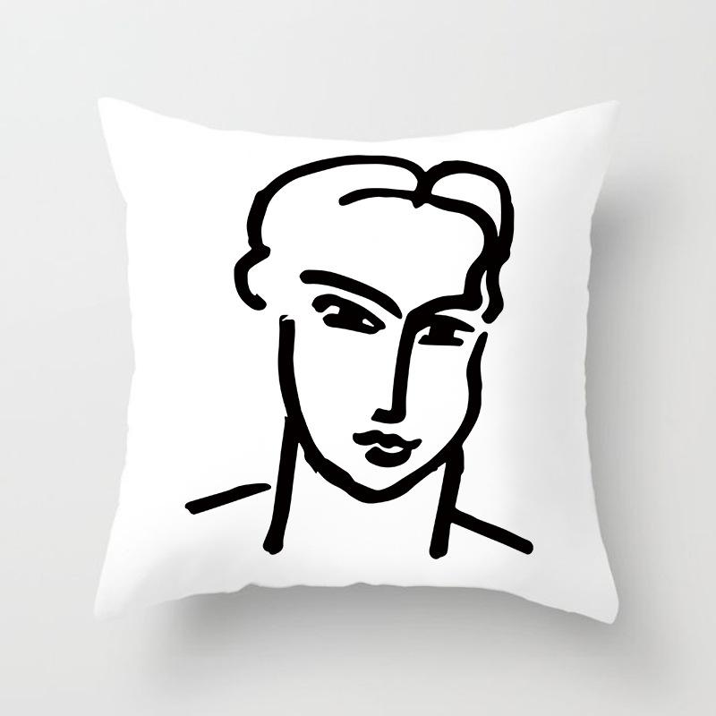 New Nordic Ins Pillow Cover Abstract Geometric Blue Ultra Short Velvet Cushion Cover